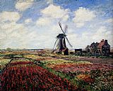 Tulip Fields With The Rijnsburg Windmill by Claude Monet